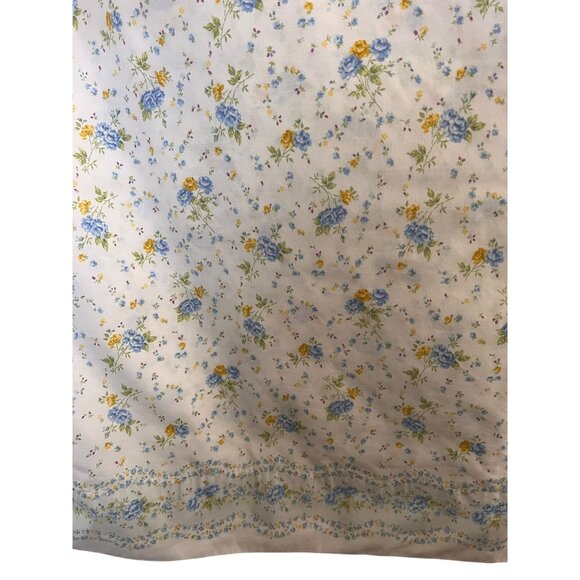 Westpoint Stevens Full Floral Bed Flat Sheet White Blue Yellow Cotton Polyester - Picture 3 of 4